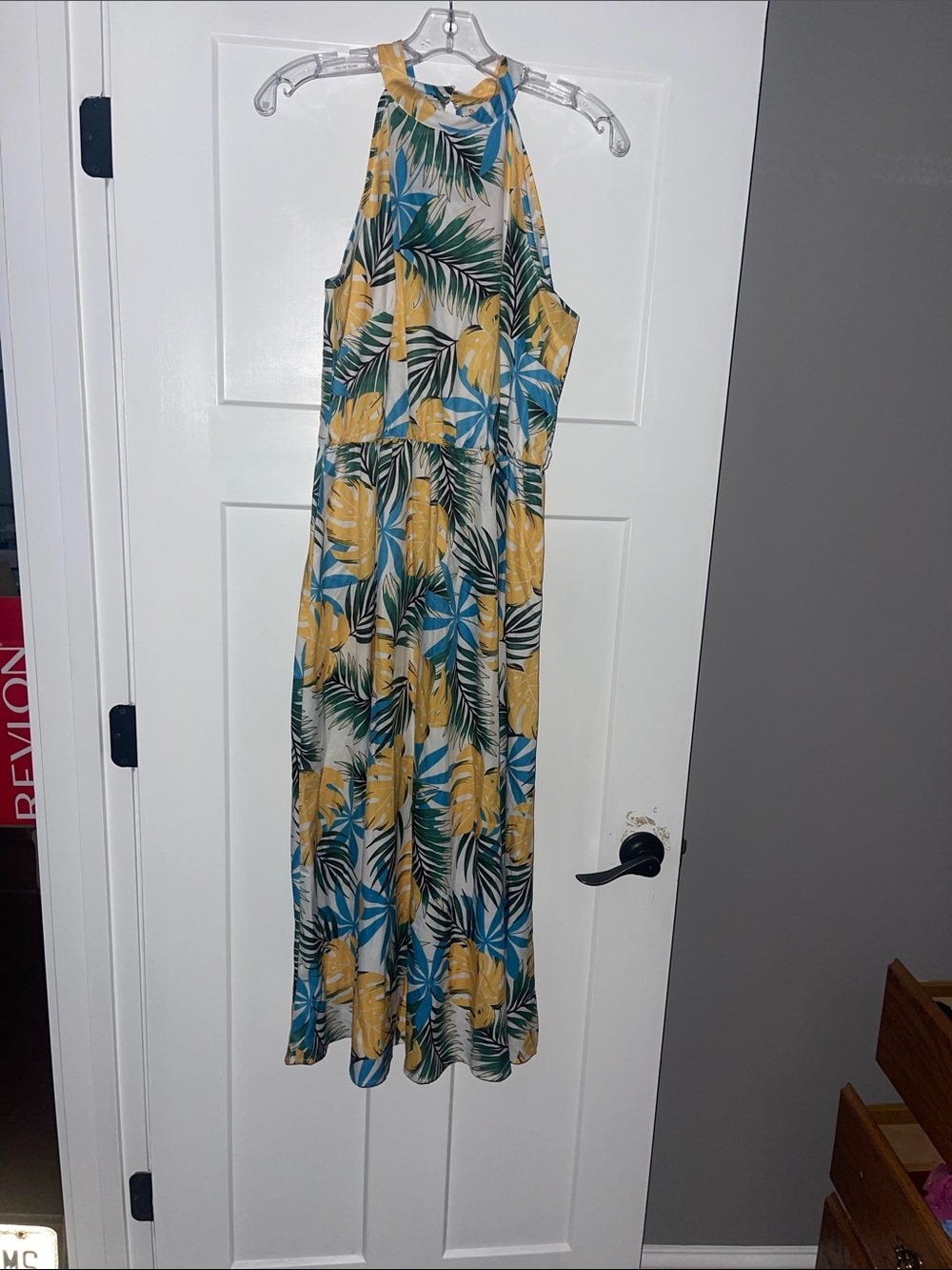 PatPat Tropical Halter Maxi Dress in Yellow, Teal & Green